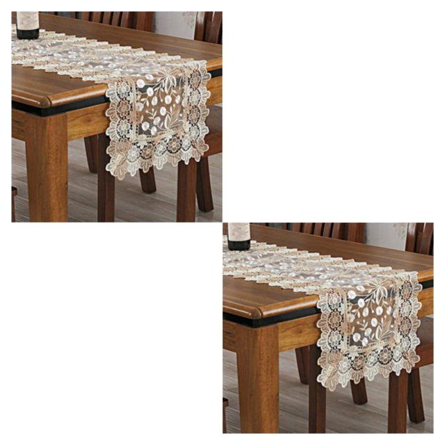 relayinert Comfortable Crochet Lace Table Runner For Easy Care Wedding Easy Wash Fitting light coffee 40*200cm 2Set