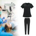 thumbnail image 2 of TISHITA Nursing Scrub Set Comfortable Breathable with Pockets Fashion Tops Pants Black Color L, 2 of 8