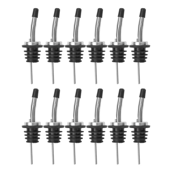 Lot de 12 Verseurs à Bec en Acier Inoxydable avec Bouchon pour Bouteilles de Liqueur et Autres Liquides, Grandes Bouteilles en Verre, Vaporisateur d'Huile, Bouteille d'Huile Végétale pour Cuisine, Contenant d'Huile de Cuisine, Articles pour la Maison, Batterie