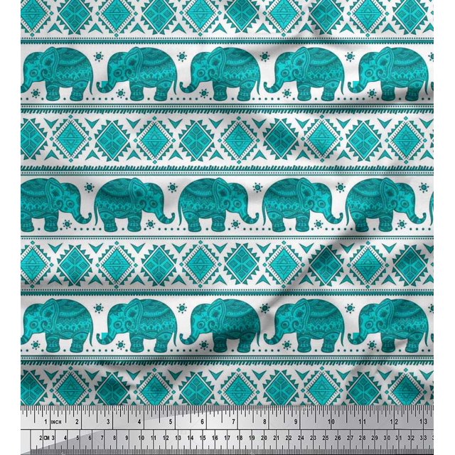 Soimoi Rayon Fabric Aztec & Tribal Elephant Ethnic Fabric Prints By Yard 56 Inch Wide