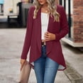thumbnail image 4 of tarylea Hauts pour Femmes Tendance Col Rabattu Ourlet Irrégulier Cardigan Manches Longues Tunique Uni Décontractée Ample Hauts d'Automne, 4 of 8