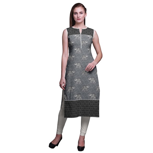 Bimba Kurtis Sans Manches pour Femmes, Kurta Droite Imprimée pour Femmes, Haut Indien, Grand