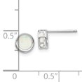 thumbnail image 2 of 14K White Gold 5mm Bezel Opal Stud Earrings, 2 of 2
