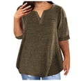 thumbnail image 1 of Plebaso Plus Size Tops for Women Short Sleeve V Neck Loose Blouses Casual Solid Color Womens Tunic Tops, 1 of 5