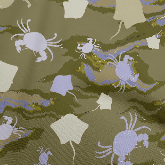 oneOone Polyester Spandex Olive Green Fabric Sea Craft Projects Decor Fabric Printed By The Yard 56 Inch Wide