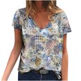 thumbnail image 1 of Hauts d'Été pour Femmes Manches Courtes Femmes Blouse d'Été Imprimée T-Shirts Décontractés Col en V Manches Courtes T-Shirts Hauts, 1 of 1