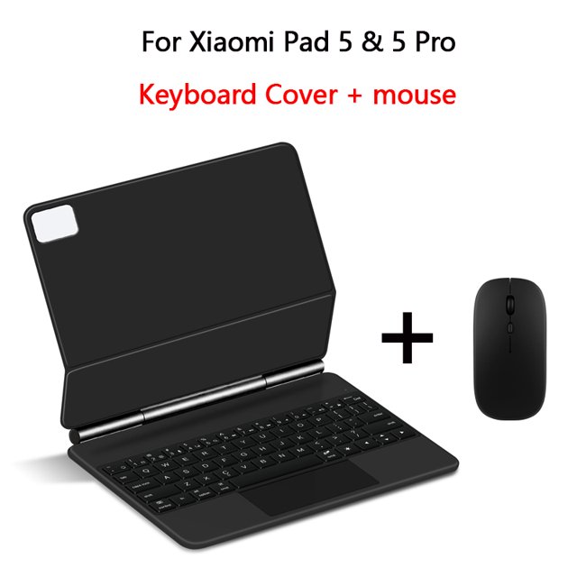 Backlit Magic Keyboard For Xiaomi Mi Pad 5 11 inch MiPad 5 Pro 2021 Mi Tablet Smart Cover Floating Design TrackPad Keyboard Case Black add mouse Arabic Layout