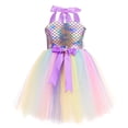 thumbnail image 3 of MIASHUI Robe de Demoiselle d'Honneur Sans Manches à Bretelles, Ensemble Sirène Princesse avec Bandeau, Violet, 5-6 Ans, 3 of 4