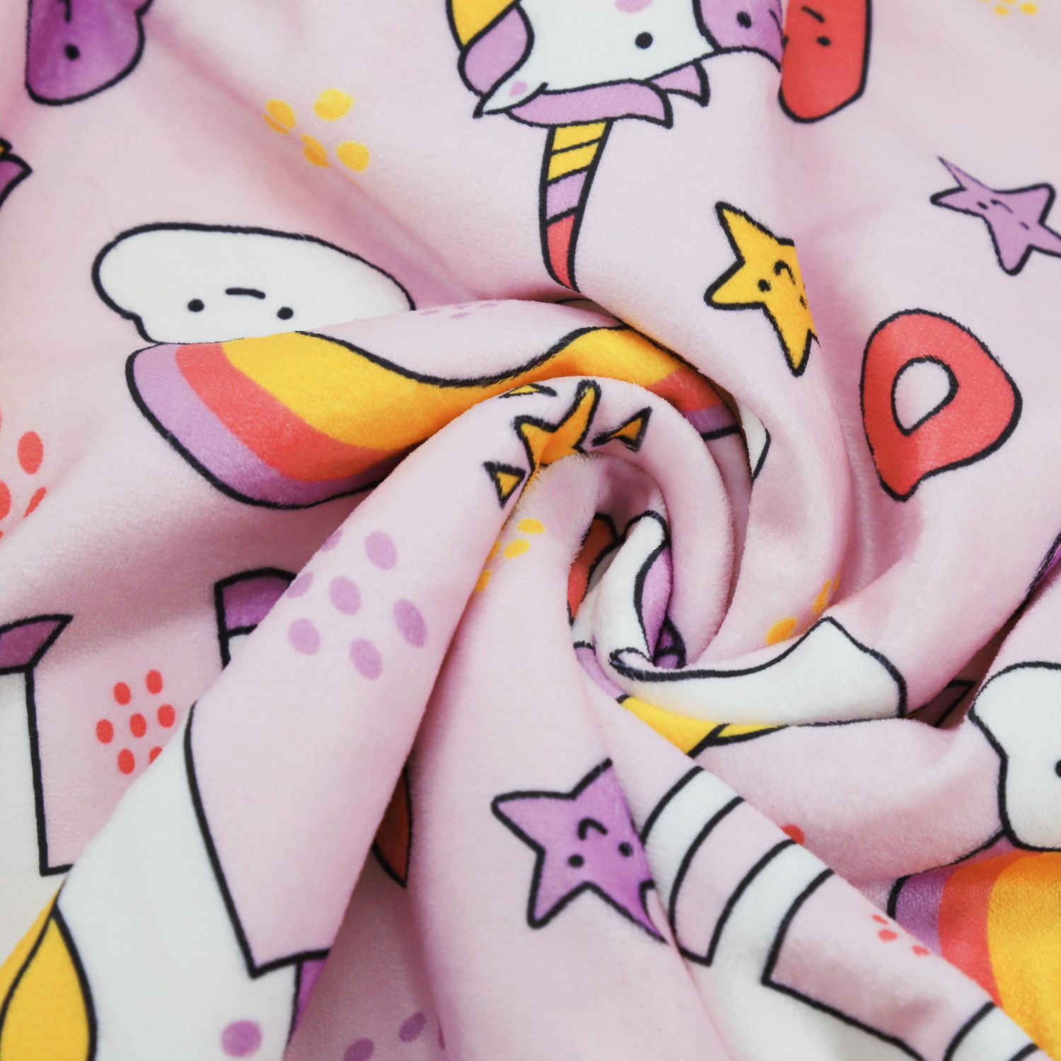 Couverture réversible en flanelle polaire douce et chaude pour enfants, motif licorne et arc-en-ciel avec base rose, 101 x 127 cm