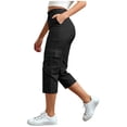 thumbnail image 4 of Mifsaly Pantalon Cargo Court Grande Taille pour Femmes, Capris Utilitaires Taille Haute avec Multiples Poches, Décontracté d'Été, Léger, Pantalon de Randonnée Extérieur, 4 of 8