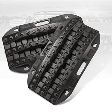 Bunker Indust Rampes de Traction Tout-Terrain 2 Pcs Tapis de Traction Courts pour 4Wd Boue Sable Neige Rampes-Outil de Traction Pneu Noir (Sans Sangle)