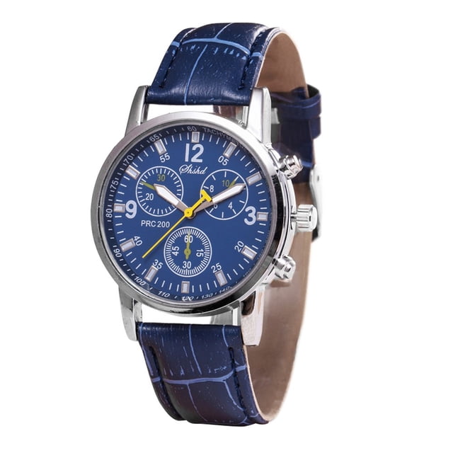 PVCS Blue-ray glass neutral quartz simulates wrist epidermal Leather Strap watch