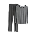 thumbnail image 2 of RKSTN Ensemble de Pyjama pour Homme Ensembles de Pyjamas à la Mode Automne Détente Col Rond Manches Longues Chandail Ensembles de Pjs Confortable 2 Pcs Décontracté Tenue d'Intérieur d'Hiver, 2 of 3