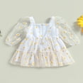 thumbnail image 4 of Robe Trapèze pour Bébé Fille, Imprimé Marguerites, Manches Longues, Tulle en Maille, Robe de Fête, 4 of 8