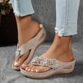 thumbnail image 2 of Fsqjgq Sandales pour Femmes Sandales de Plage à Plateforme Compensée pour Femmes avec Strass Floraux Sandales à Enfiler pour Porter à l'Extérieur Essentiels de Vacances, 2 of 7