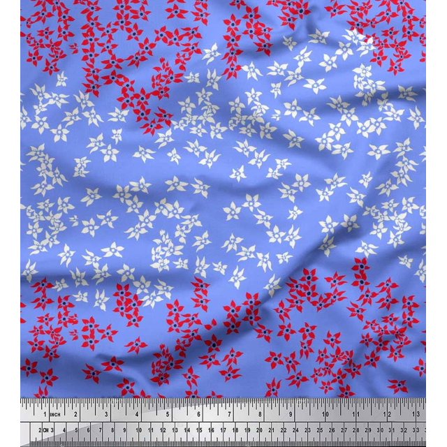 Soimoi Poly Georgette Fabric Artistic Floral Print Sewing Fabric Yard 52 Inch Wide