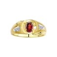thumbnail image 1 of RYLOS Men's Rings 14K Yellow Gold Rings Classic Designer Style 7X5MM Oval Gemstone & Diamond Ring Garnet January Birthstone Rings For Men Size 9, 1 of 7