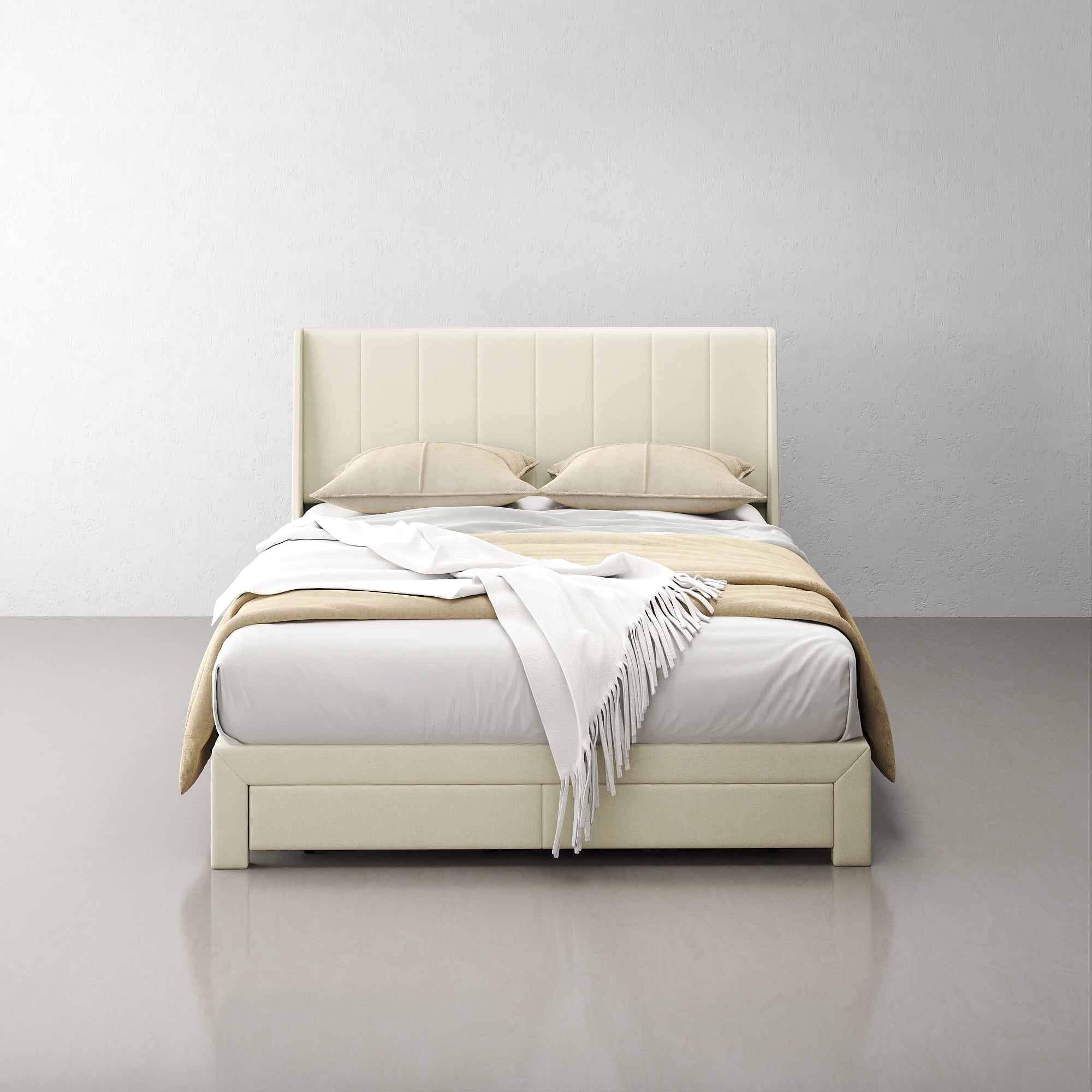 Ensemble cadre de lit queen et table de chevet pliante Homy Casa pour chambre et appartement