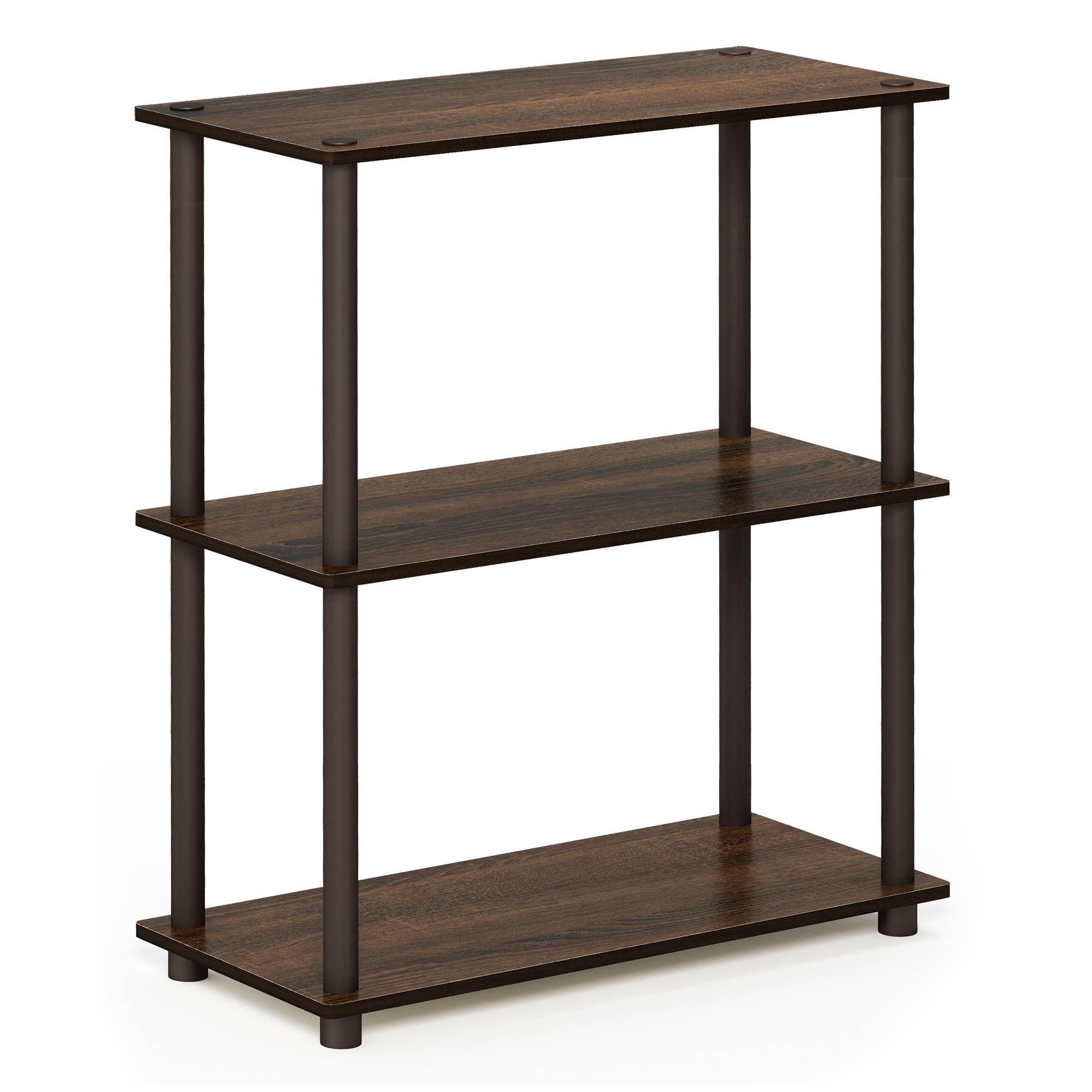 Furinno Turn-N-Tube Étagère Compacte Polyvalente à 3 Niveaux, Noyer/brun, 10024WN/BR
