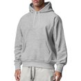 thumbnail image 1 of Innerwin Sweatshirts Drawstring Men's Hoodies Fall Solid Color Thick Hooded Sweatshirt Light Gray L, 1 of 3