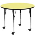 thumbnail image 1 of Mobile 48'' Round Yellow Thermal Laminate Activity Table - Standard Height Adjustable Legs, 1 of 3