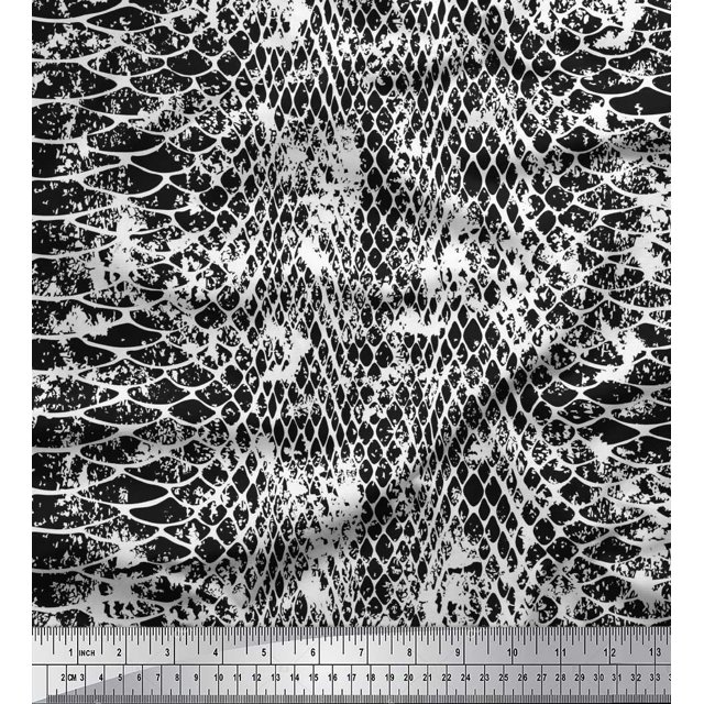 Soimoi Polyester Crepe Fabric Snake Animal Skin Fabric Prints by Yard 42 Inch Wide
