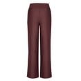 thumbnail image 4 of Penkiiy Pantalon Grand Décontracté Taille Haute Extensible pour Femme, Bourgogne, TG, 4 of 6