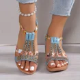thumbnail image 4 of KAMUCC Women's Sandals with Wedge Design High Heel Rhinestone Bands and Elastic Strap Versatile for Outdoor and Beach, 4 of 5