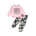 thumbnail image 1 of Fortune Toddler Girls Fall Outfits Baby Pullover Sweatshirt  Camouflage Pants Set, 1 of 9