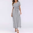 thumbnail image 2 of Robes d'Été pour Femmes 2023 Robes pour Femmes Liquidation Mode Femmes Manches Courtes Plage Pois Bandage Longue Robe Maxi, 2 of 9