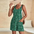thumbnail image 4 of IROINID Femmes Léger Court Rompers, Femmes Été Confortable Bretelles Décontractée Impression Shorts Poche Combinaison Shorts Vert S, 4 of 6