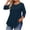 #253-Navy, variant on Craaazy Women's Casual Prints Plus Size Round Neck 3/4 Sleeve Loose Top Oversize Summer Vacation Clothes(XL-5XL) Gifts