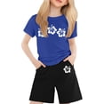 thumbnail image 1 of XDZJLR Tenues de Fille T-Shirt Imprimé Col Rond Manches Courtes pour Garçons et Ensembles 10-11 Ans, 1 of 4