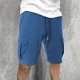 thumbnail image 3 of Eryao Short Cargo Bleu pour Hommes Taille Élastique à Cordon Short de Jogging de Gym avec Poches à Rabat Short en Molleton Confortable,m, 3 of 6