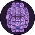 thumbnail image 1 of Ahgly Company Tapis Rond Lavable en Machine Intérieur Transitionnel Violet Profond, 3 Pieds Rond, 1 of 7