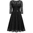 thumbnail image 4 of Robes pour Femmes 2023 Mode Femme Uni Dentelle Manches 3/4 Corset Évasée Col en V Robe de Soirée Robes de Soirée pour Femmes Élégante Chic en Liquidation, 4 of 5
