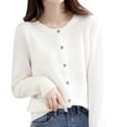 thumbnail image 2 of Hontri Cardigans pour Femmes Légers Offres à Moins de 15 $, Cardigan Basique pour Femmes à Col Rond, Manches Longues, Boutonné, Blanc m, 2 of 6