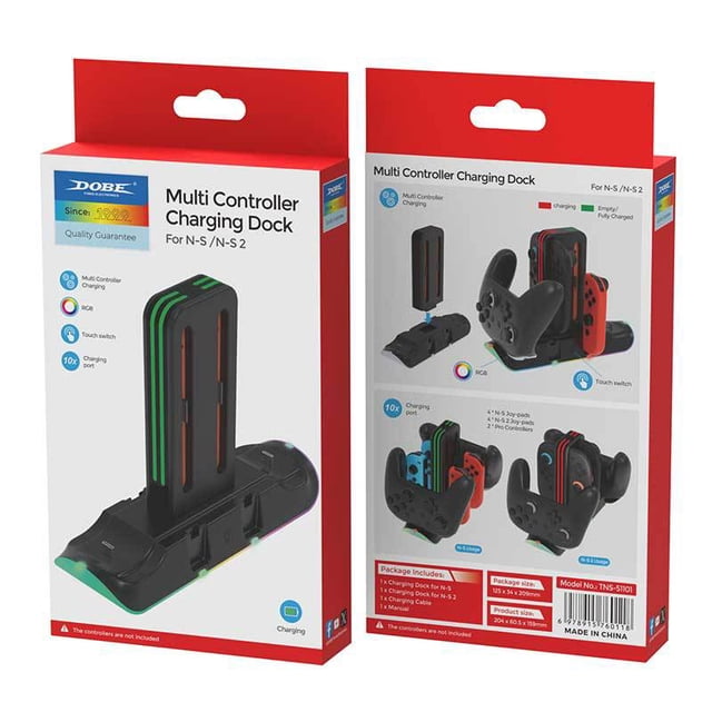 Charging Dock Station for Switch 2/Switch/OLED, Universal Charging Base for Joy-Con & Switch Pro Controller, Multi Controller Charger Stand