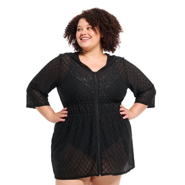 Krista Maillot de bain cache-maillot à capuchon en maille pour femme, vêtements de plage légers
