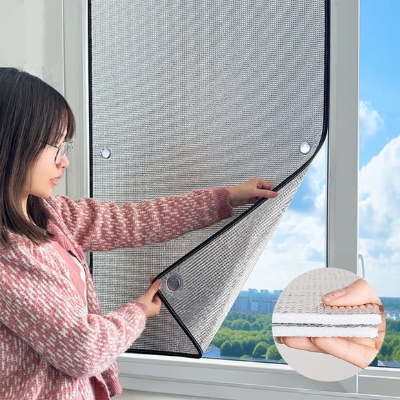 Heat Insulation Film for Windows, Thermal Reflective Sun Blocking Shade, Sunscreen Cover for Glass Doors, Sunroom Patio UV Protection, Aluminum Foil Insulation Sheet, Energy Saving Cool Window Film