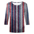 thumbnail image 4 of Hauts d'Été pour Femmes 2023 Mode Féminine Manches Courtes Col Rond Rétro Imprimé Ample Blouse Manches Trois-Quarts Bohème Grande Taille T-Shirt pour Femmes, 4 of 4