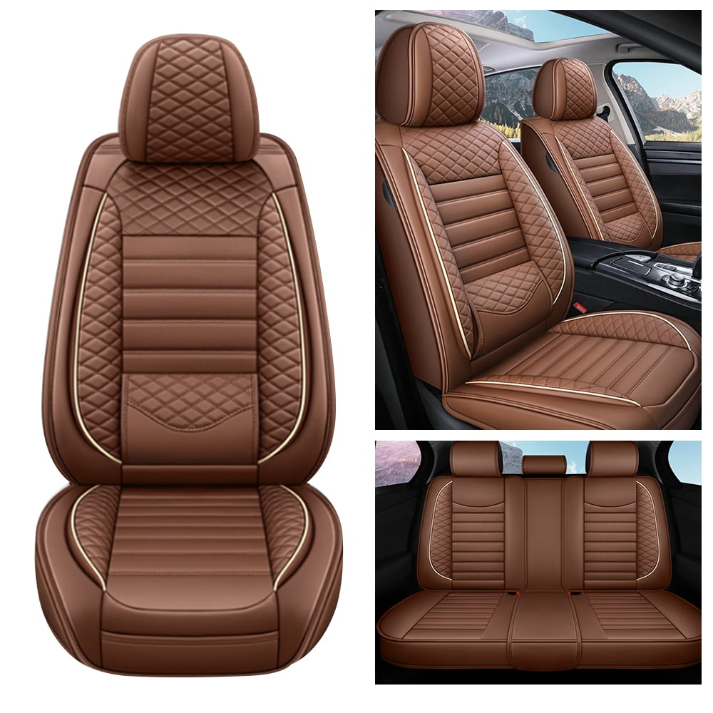 Maidao Car Seat Covers Leather for Nissan for Rogue/X-Trail 2007-Present 5 Seats Airbag Compatible Water Resistant Front Rear Cushion Protector Coffee