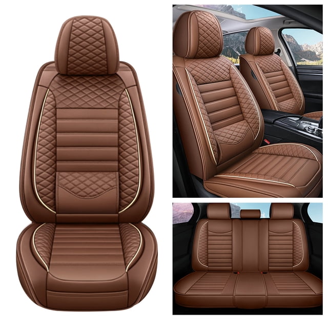 Maidao Car Seat Covers Leather Full Set for Mercedes-Benz for B160 2009-Present 5 Seats Airbag Compatible Waterproof Front Rear Cushion Protector Coffee