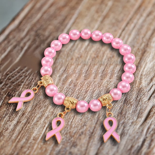 Bracelets Accessoire de Sensibilisation au Cancer avec Logo Ruban Rouge - Badge de Prévention International pour Femmes