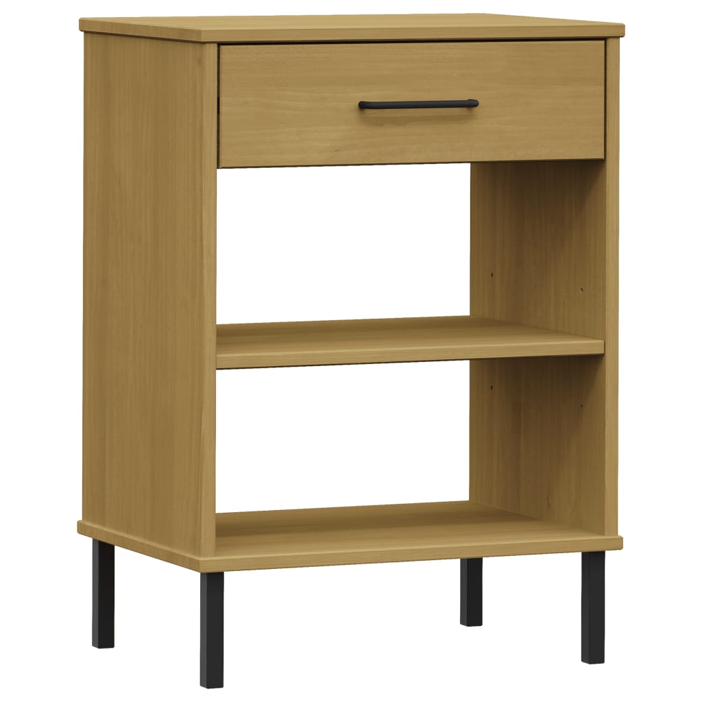 vidaXL Console Armoire Buffet Rangement avec Pieds en Métal Bois Massif Pin OSLO
