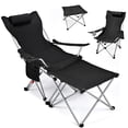 thumbnail image 1 of 3 in 1 Reclining Camping Chair, Outdoor Camping Lounge Chair with Adjustable Backrest for Adults, Folding Chair and Side Table, Detachable Pillow, 1 of 9