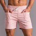 thumbnail image 2 of Teissuly Shorts d'Été Rabais Hommes Unis Décontractés Mode Coton Sport Élastiques Taille Mi-Haute à Lacets, 2 of 5