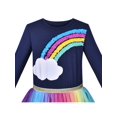 thumbnail image 4 of Robe Fille Arc-en-Ciel Jupe en Tulle Colorée Manches Longues Fête de Vacances 6 Ans, 4 of 6