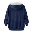 thumbnail image 4 of cllios Womens Winter Fuzzy Fleece Jacket Hooded Color Block Patchwork Cardigan Coats Oversized Fluffy Sherpa Outerwear with Pockets, 4 of 5