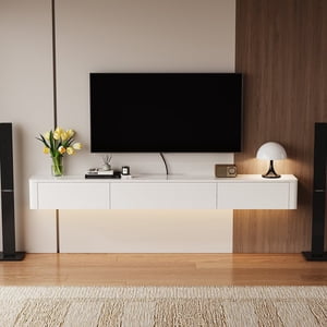 FloatiCasa 47-Inch High Gloss Floating TV Stand, Wall-Mounted Entertainment Center, for TVs up to 50"